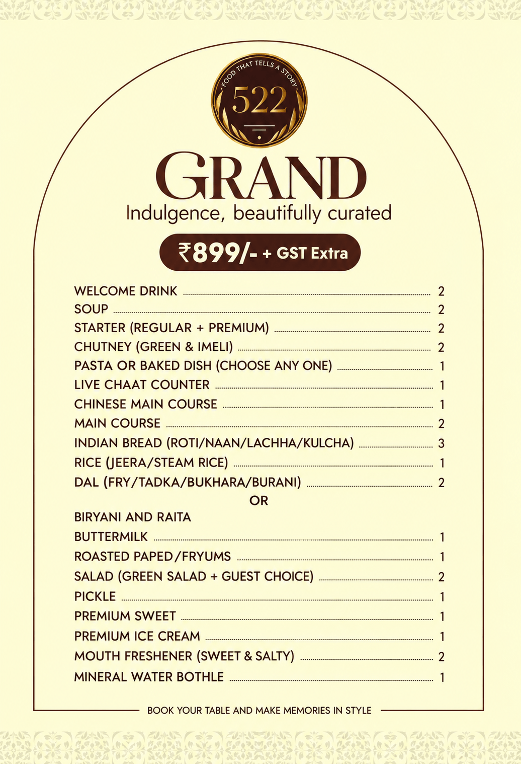 Elegant Grand Indulgence Menu Poster